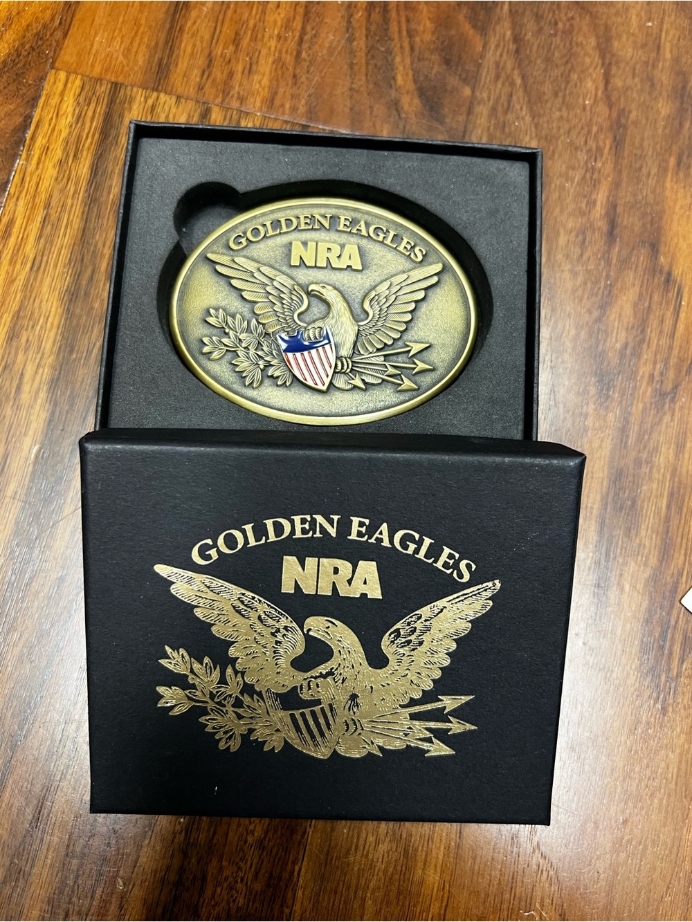 NWT NRA Golden Eagles Belt Buckle 2015